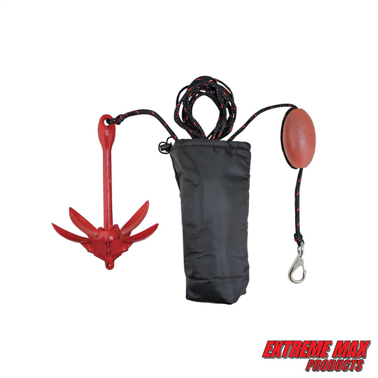 Extreme Max BoatTector Complete Grapnel Anchor Kit with Storage Bag for Small Boats, Kayaks, PWC, Jet Ski, Paddle Boards, etc. - 3.5 lbs. - 3006.6548 kit1