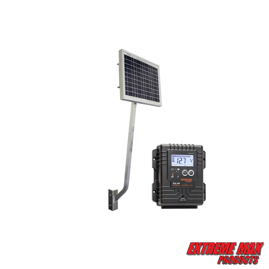 Extreme Max12/24 Volt Solar Charging Station w/10W Solar Panel, Panel Arm, Digital Controller, and Wiring for Boats, Trolling Motors, Lifts-3004.0669 solorchargingstation10w-1