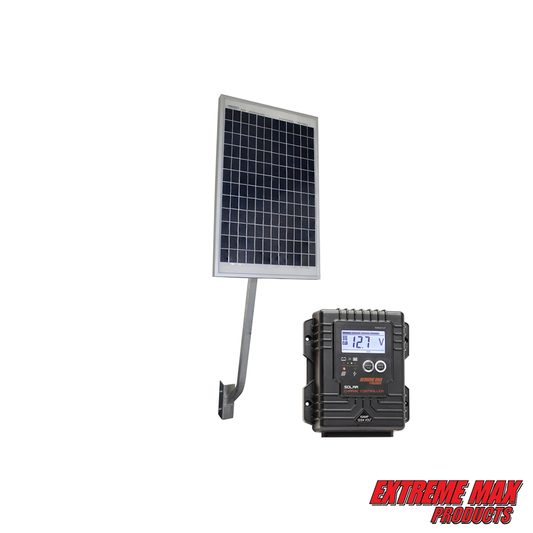 Extreme Max12/24 Volt Solar Charging Station w/20W Solar Panel, Panel Arm, Digital Controller, and Wiring for Boats, Trolling Motors, Lifts-3004.0665 solorchargingstation20w-1