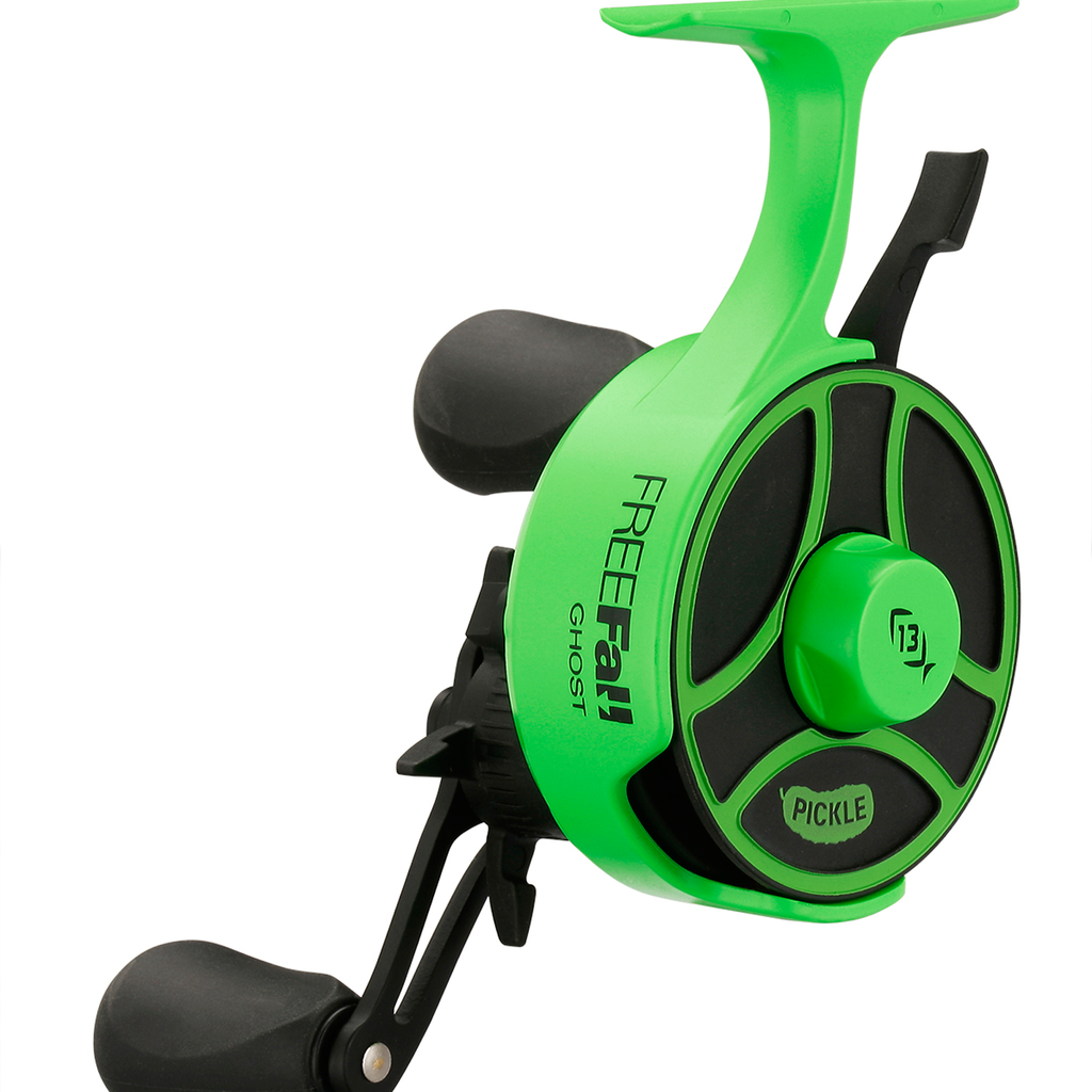 13 Fishing Black Betty Freefall Ghost Reel / Radio Active Pickle w 13 Fishing Black Betty Freefall Ghost Reel / Radio Active Pickle w