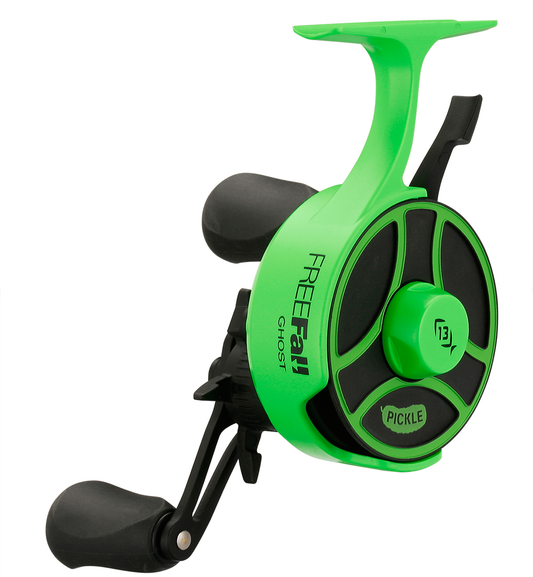 13 Fishing Black Betty Freefall Ghost Reel / Radio Active Pickle w/ New Line Window - Left Hand