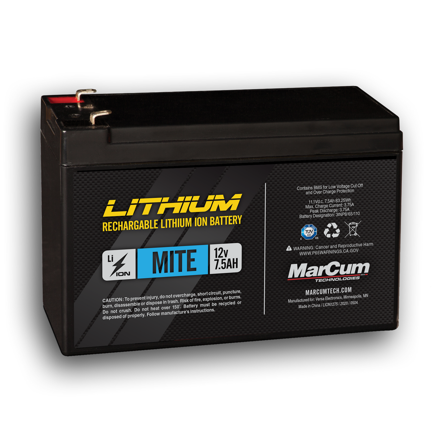 Marcum 12V 7.5 Amp Lithium Ion Battery