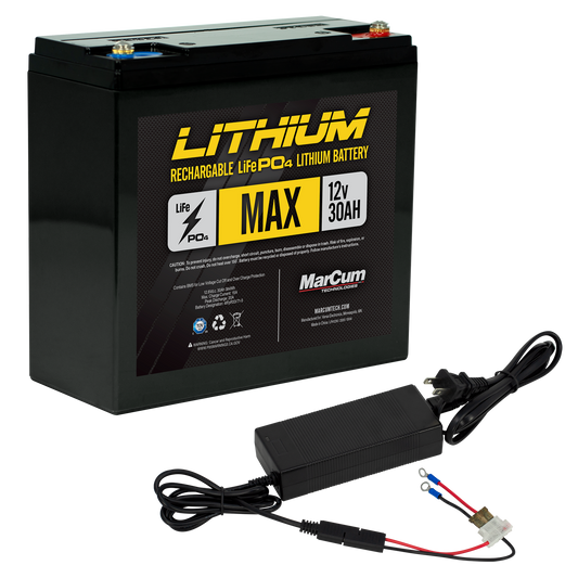 Marcum 12V 30Amp Lithium Battery w/ 6amp Charger