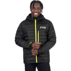 FXR Men's Podium Hybrid Quilted Hoodie Black / HiVis
