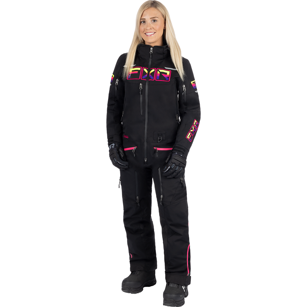FXR Women&#39;s Maverick Lite Monosuit Black / Neon Fusion