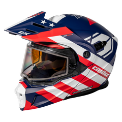 [Color:::Matte Red/White/Blue] Castle X CX950 V2 General Helmet w/Electric Lens Shield