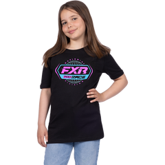[Color:::Black / E. Pink] FXR Youth Race Div Premium T-Shirt