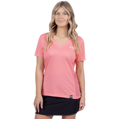 [Color:::Melon] FXR Women's Rush Air UPF V-Neck T-Shirt