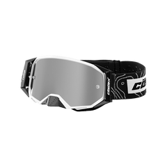 [Color:::Matte White W/ Mirror Silver Lens] Castle X Stage II OTG Moto Goggle