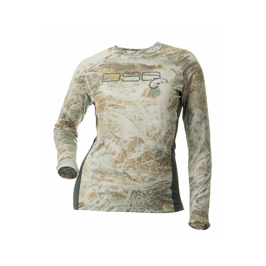 DSG Women's Sydney Long Sleeve Shirt Realtree® Aspect Camo River Bend Key West/Sage