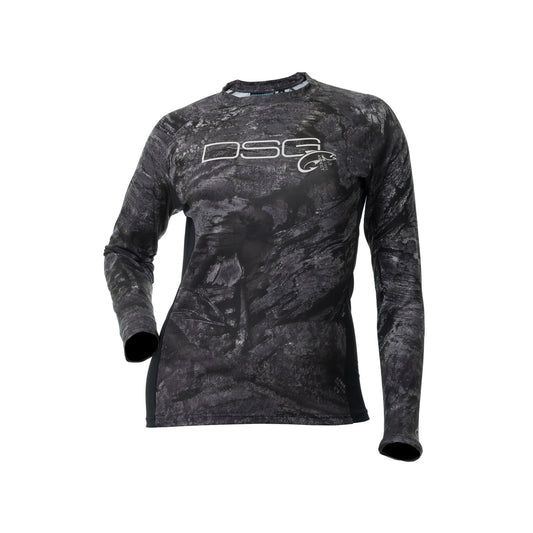 DSG Women's Sydney Long Sleeve Shirt-Realtree® Aspect Camo Charcoal/Black