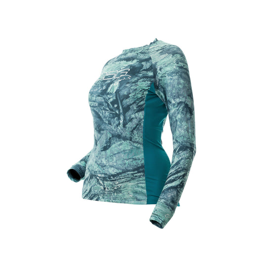 DSG Women's Sydney Long Sleeve Shirt- Realtree® Aspect Camo Seafoam/Teal