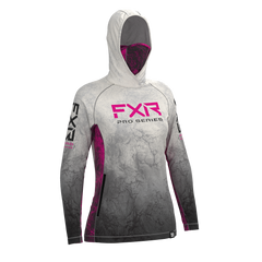 [Color:::Grey - Fuchsia Ripple] FXR Women's Tournament Pro UPF Pullover Hoodie