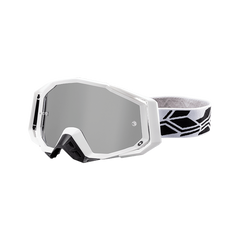 [Color:::Matte White W/ Mirror Silver Lens] Castle X Trace Moto Goggles