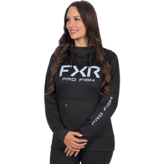 [Color:::Black / Maui Blue] FXR Womens Pro Fish Tech Pullover Hoodie
