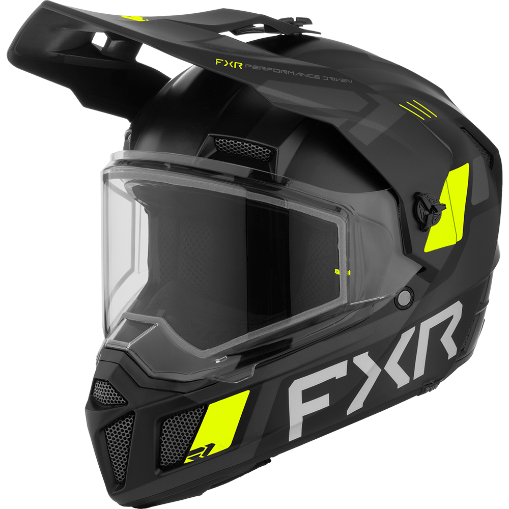 FXR Clutch X Dual Shield Youth Snowmobile Helmet Black Ops Large