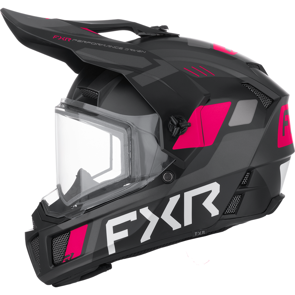 FXR Clutch X Dual Shield Youth Snowmobile Helmet Black Ops Large