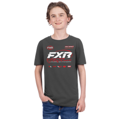 [Color:::Asphalt Heather / Red] FXR Youth Race Division Premium T-Shirt