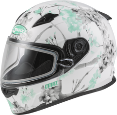[Color:::Matte White-Teal-Grey] GMAX FF49S Blossom Helmet w/Dual Lens Shield