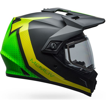 Bell MX-9 Adventure Helmet - Switchback Matte Black-Flo Green w/Dual Lens Shield