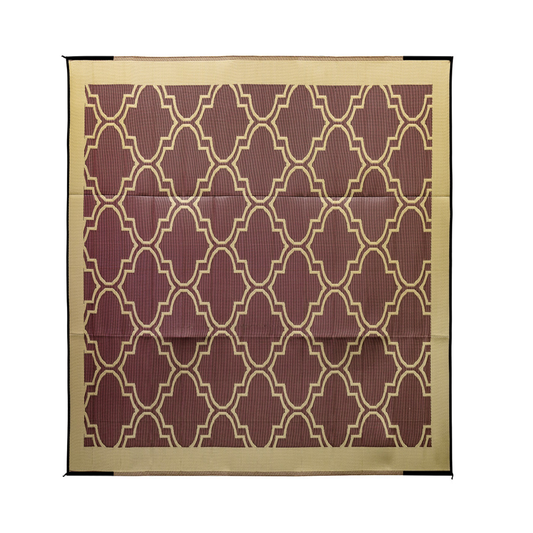 Camco Outdoor Mat 9 ft x 12 ft Brown Tan Lattice brownmat