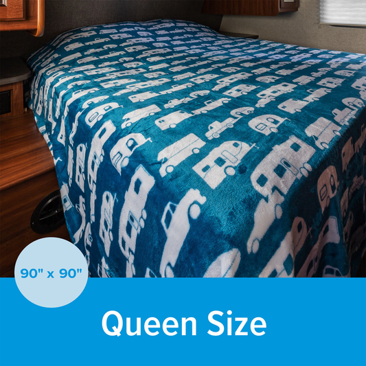 Life Is Better at the Campsite Queen Fleece Blanket Blue camcoblueblanket2