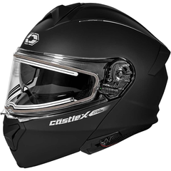 [Color:::Matte Black] Castle X CX935 Solid Modular Helmet w/Electric Lens Shield