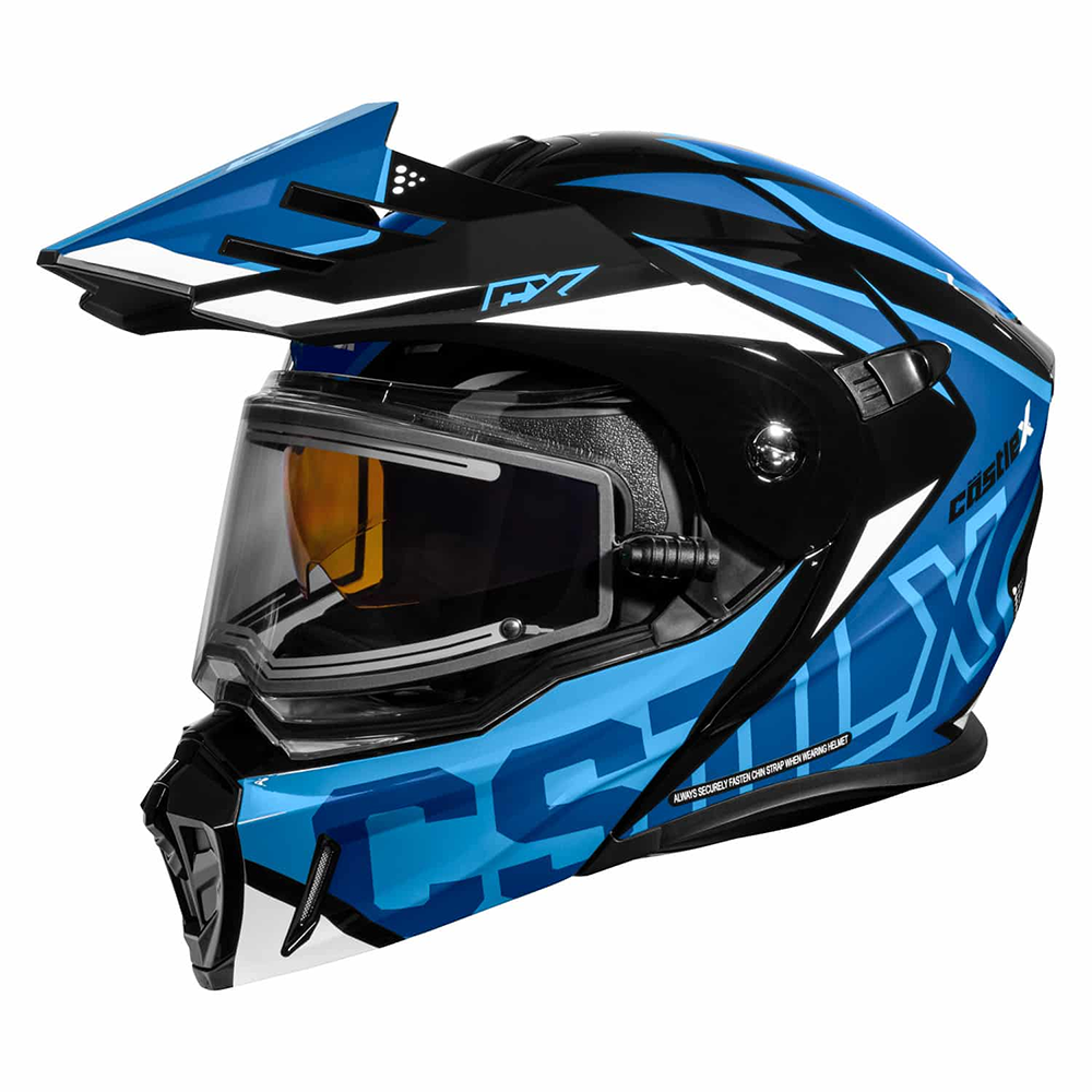 castle modular motorcycle helmets Castle X CX950 V2 Jag Electric Shield Modular Helmet Process Blue / Black / White / Large