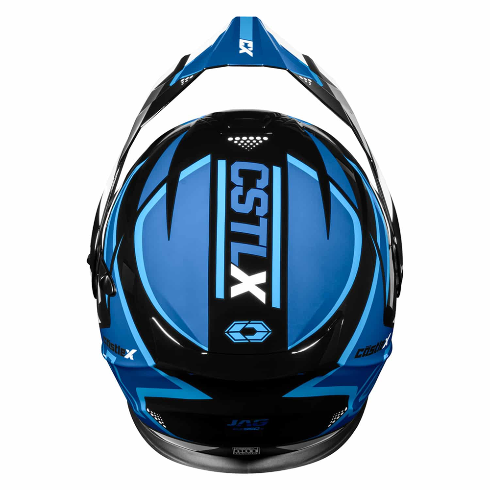 electric blue motorcycle helmet Castle X CX950 V2 Jag Electric Shield Modular Helmet Sand / Olive / Black / Small