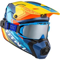 [Color:::Blue Yellow - Gloss Red] CKX Titan AMS Concordia Helmet With APEX Double Lens Goggle