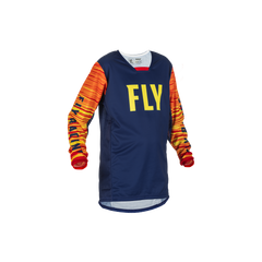 [Color:::Navy-Yellow-Red] Fly Racing Youth Kinetic Wave Jersey