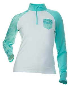 DSG Fishing Realtree Camo 1/4 Shirt - Aqua - UPF 50