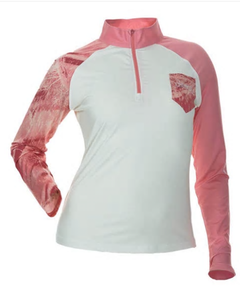 DSG Fishing Realtree Camo 1/4 Shirt - Salmon - UPF 50