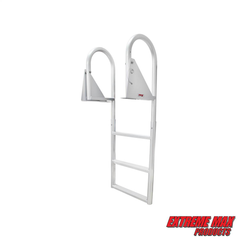 Extreme Max Heavy-Duty Aluminum Flip-Up Dock Ladder with Comfort Use Round Tube Frame and 21