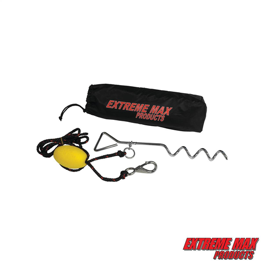 Extreme Max BoatTector Complete PWC Screw Anchor Kit with Rope, Marker Buoy, and Storage Bag - 3006.6826 screwanchor1