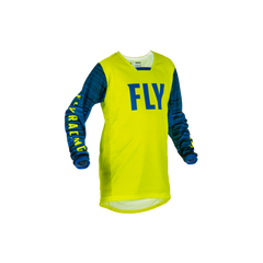 [Color:::Hi Vis Yellow-Blue] Fly Racing Youth Kinetic Wave Jersey