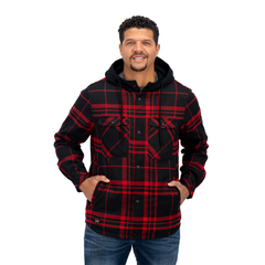 [Color:::Red] Fieldsheer - Mobile Warming Heated Flannel Hoodie Jacket