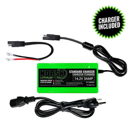Norsk Lithium 12.8V 15Ah Lithium Battery with Charger Norsk Battery Charger