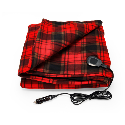 Camco 12 Volt Heated Blanket Red Black Plaid redplaidblanket