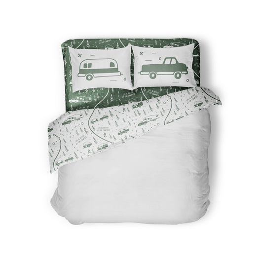 Camco Life Is Better At The Campsite RV Queen Sheet Set Green queengreenshet