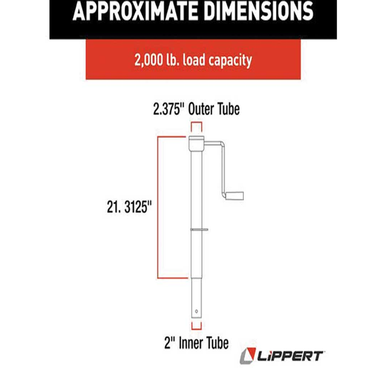 Lippert Manual Sidewinder Tongue Jack 2000 lb sidewinder