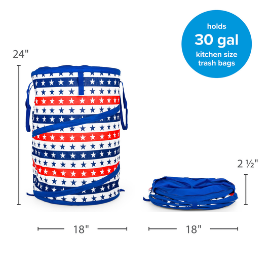 Camco Pop Up Utility Container Red White Blue Stars usacan